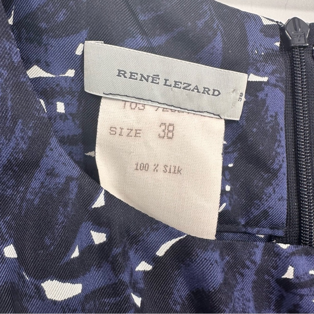 Rene Lezard Silk Navy and White Print Midi Dress EU 38 | V354 - Picture 4 of 8